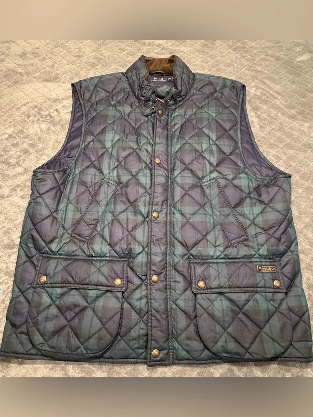 Polo Ralph Lauren Polo Club Quilted Black Watch Plaid Vest Men’s XXL